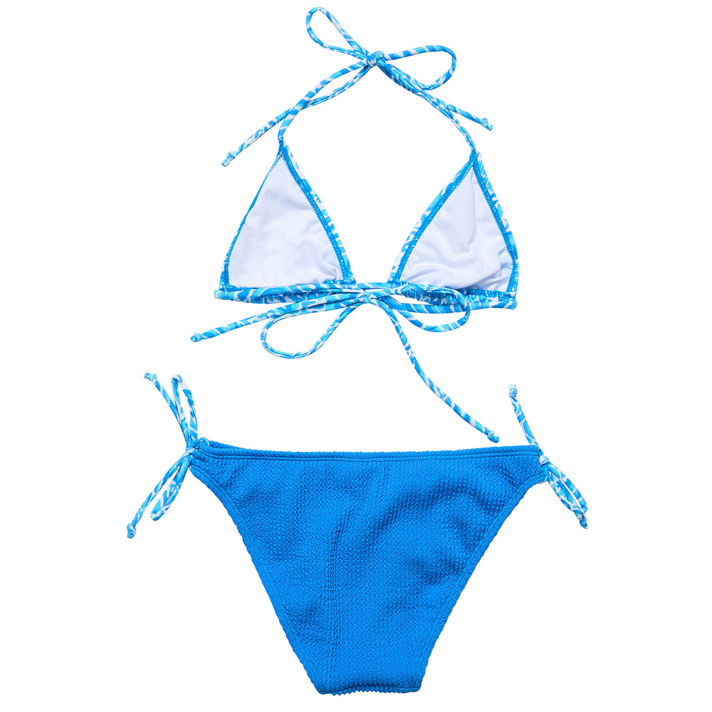 SANTORINI BLUES High Waist Bikini Bottom - Blue stripes