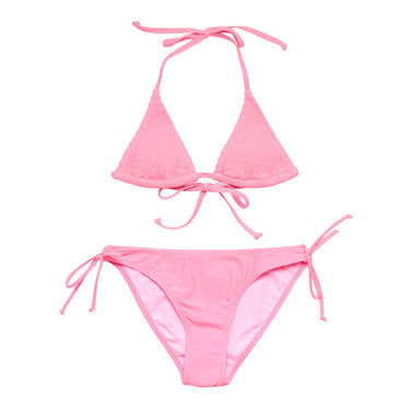 Pink Shirred Triangle Bikini - Teen Bikini