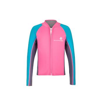 Neoprene Wetsuit Top LS - Aqua/Pink/Grey