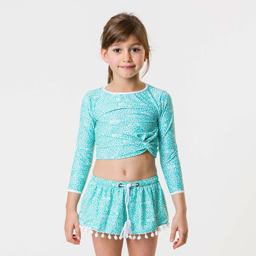 Spearmint Spot LS Wrap Crop Top - FINAL SALE
