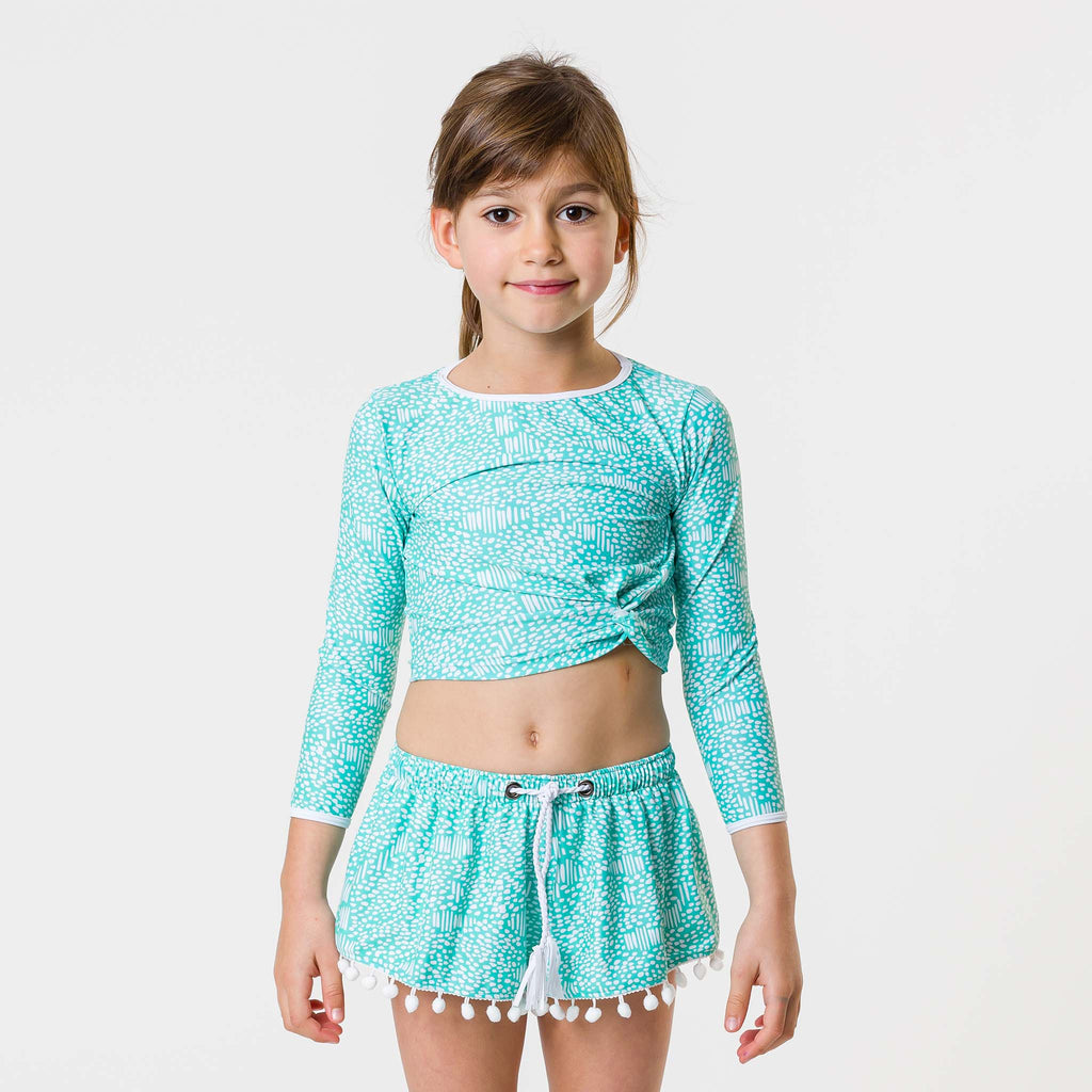 Buy Spearmint Spot LS Wrap Crop Top by Snapper Rock online