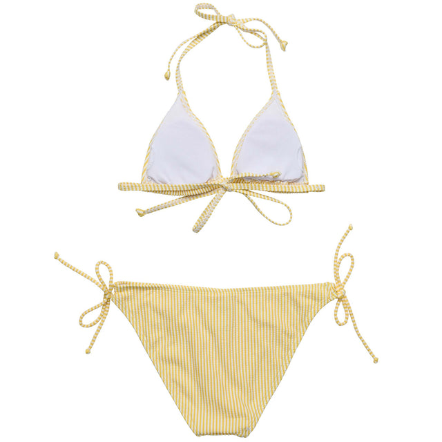 Marigold Stripe Triangle Bikini