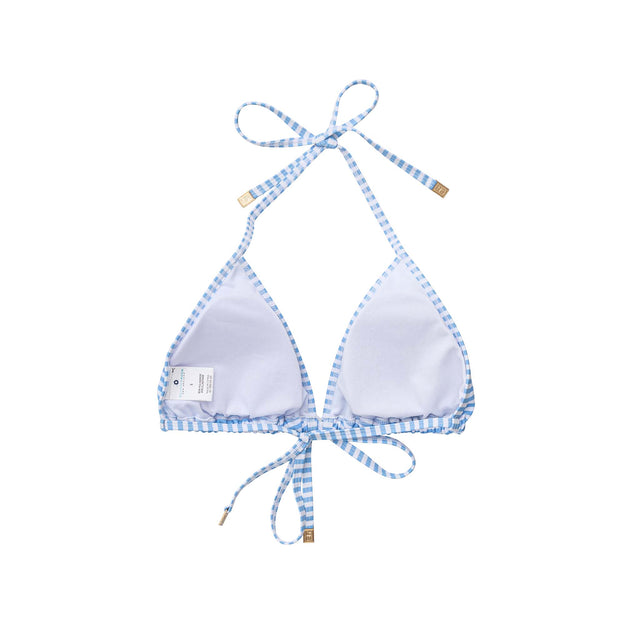 Ladies Powder Blue Sustainable Stripe Bikini Top