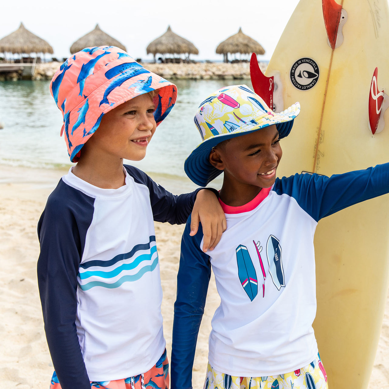 Snapper Rock Navy/White Stripe Reversible Bucket Hat
