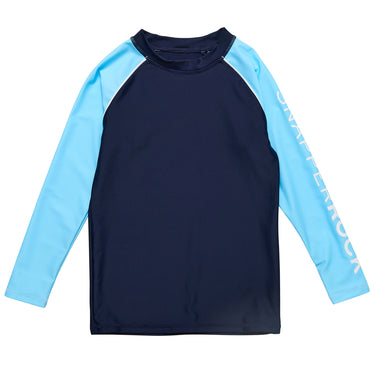 Navy Lt Blue Sleeve LS Rash Top