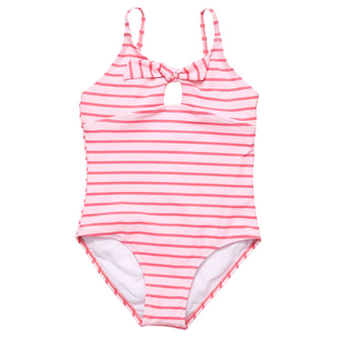 Coral Stripe Sustainable Bow Swimsuit