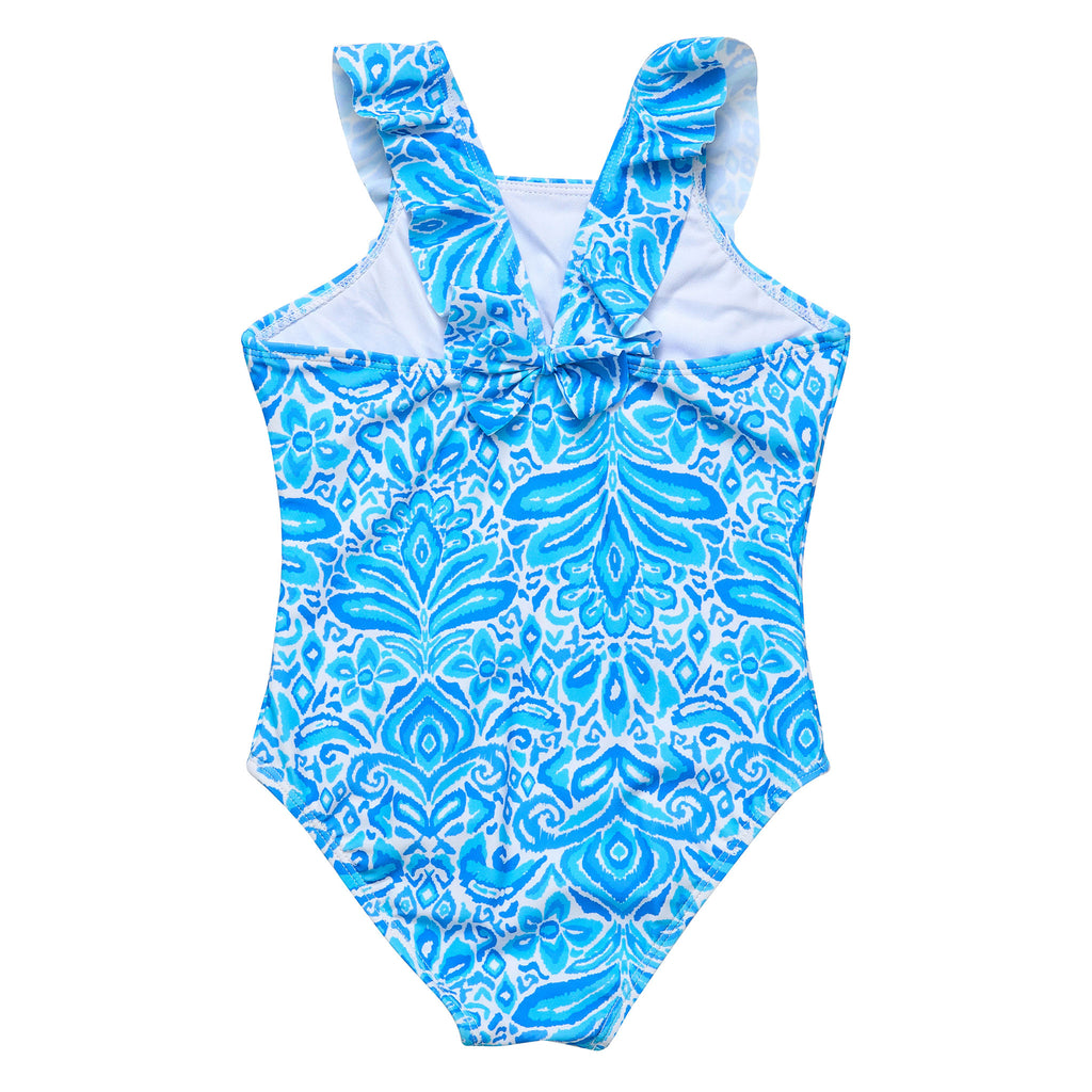Buy Santorini Blue Ruffle Shoulder Swimsuit by Snapper Rock online ...