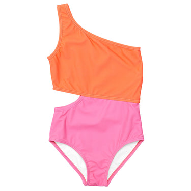 Candy Colorblock One Shoulder Swimsuit