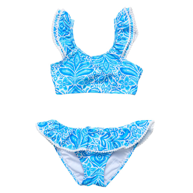 Santorini Blauer Rüschen-Crop-Bikini