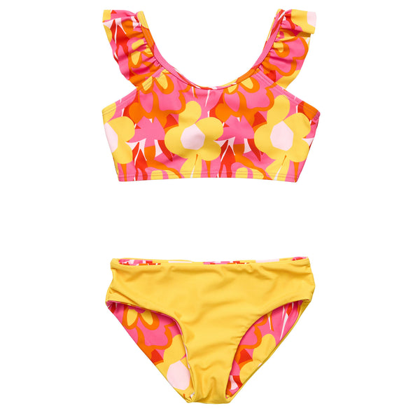 Girls Lizzie Floral Crop Bikini with Frill - 😎 Bon+Co Kids, Teen