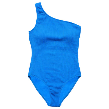 Womens Marine Blue One Shoulder Swimsuit