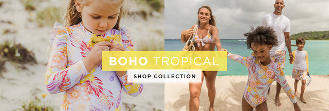 Snapper Rock sustainable collection - Boho Tropical swimwear for the whole family.