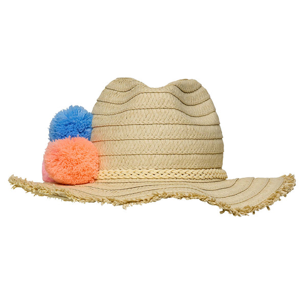 Snapper Rock Striped Pom-Pom Bucket Hat - Pink - Size Newborn