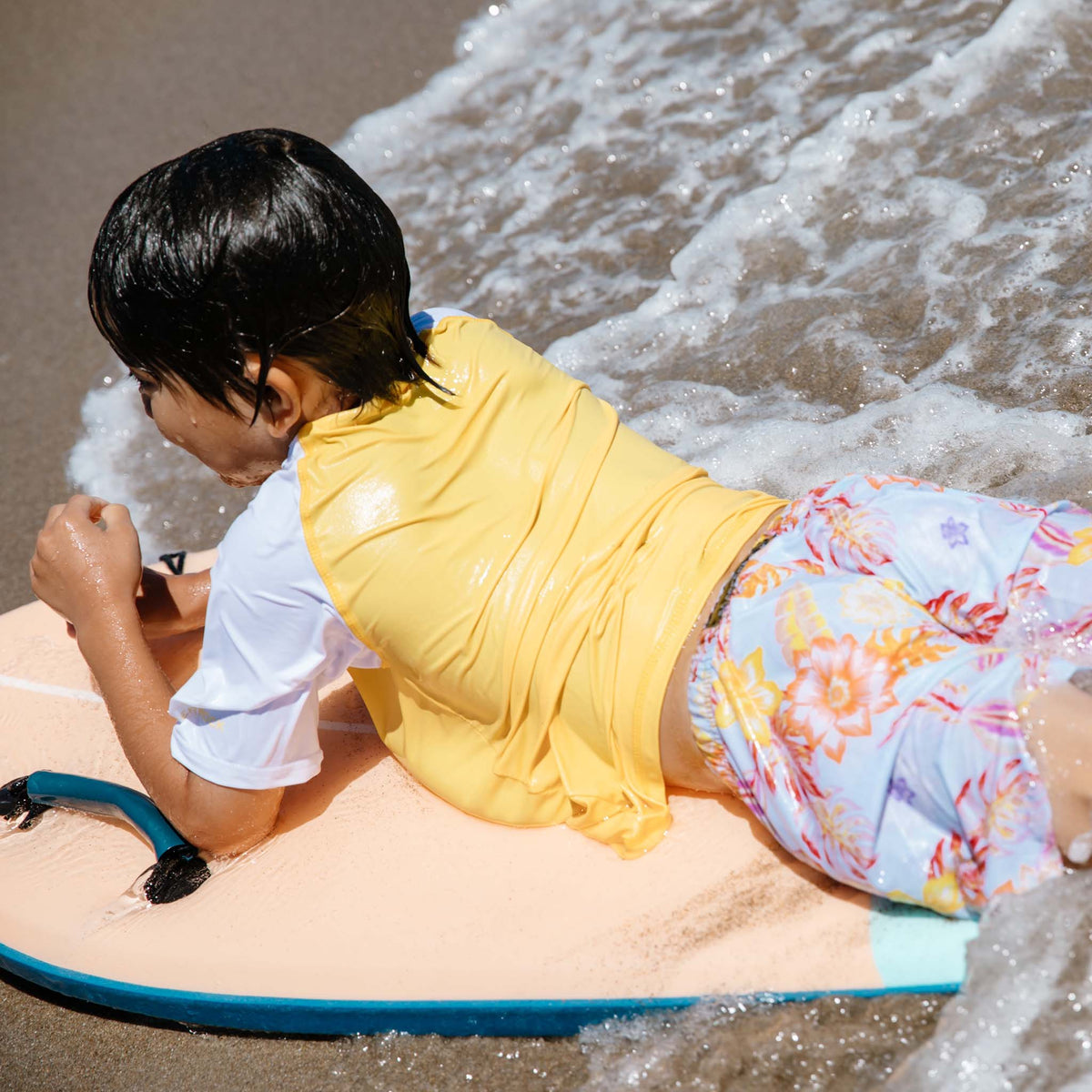 Yellow White Sleeve Sustainable SS Rash Top | Snapper Rock