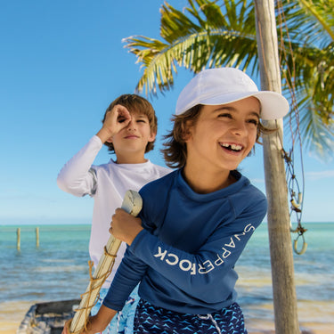 Boys long sleeve blue rash top.