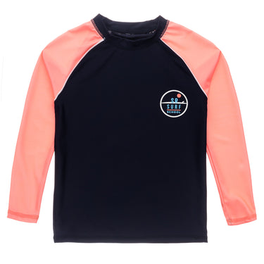 Surf School Navy Coral LS Rash Top