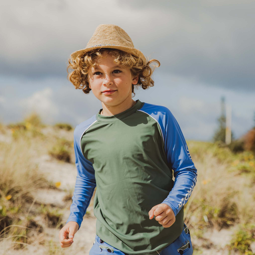 Buy Olive Blue Sleeve LS Rash Top by Snapper Rock online - Snapper Rock