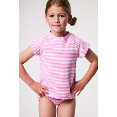 Raspberry Stripe  SS Rash Top