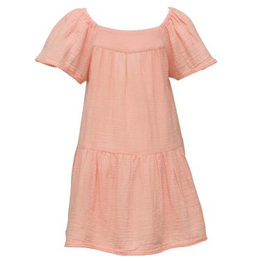 Peach Flutter Sleeve Beach Dress