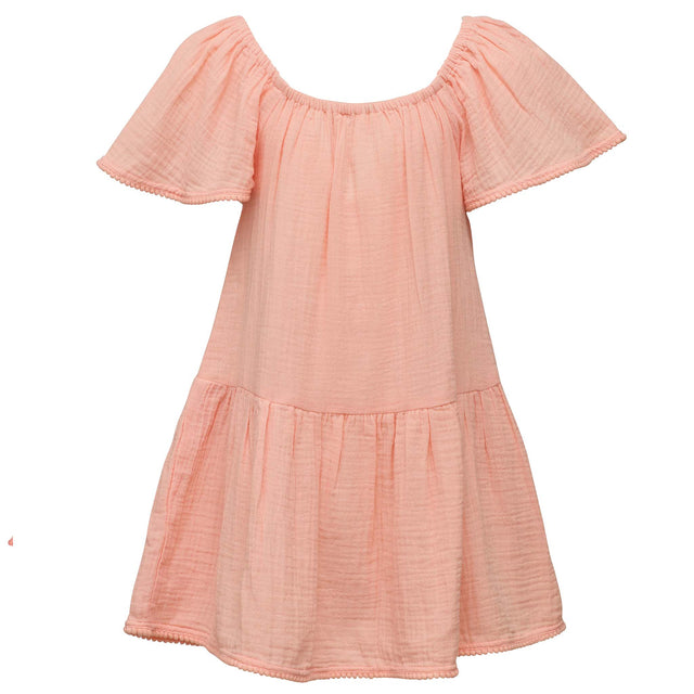 Peach Flutter Sleeve Beach Dress