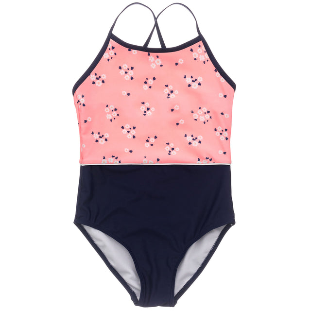 Ditsy coral classic crossback swimsuit.