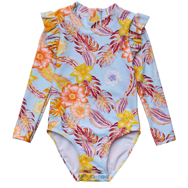 Boho Tropical Sustainable Frill Surf Suit