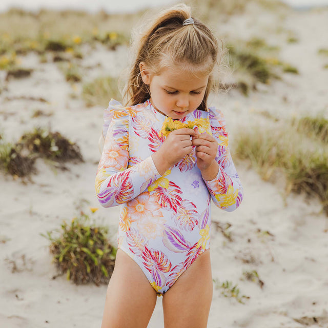 Boho Tropical Sustainable Frill Surf Suit
