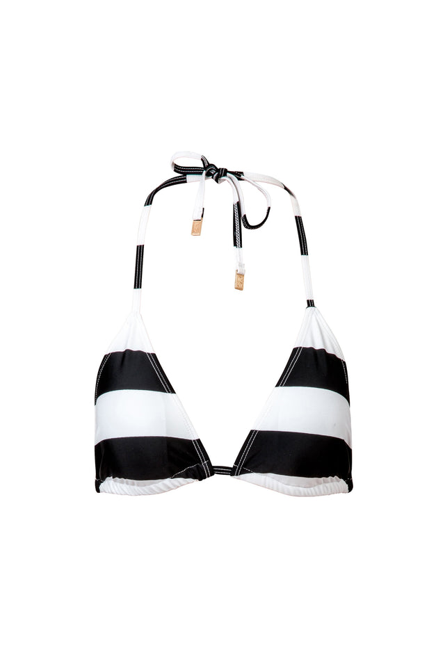 Ladies Black White Stripe Bikini Top